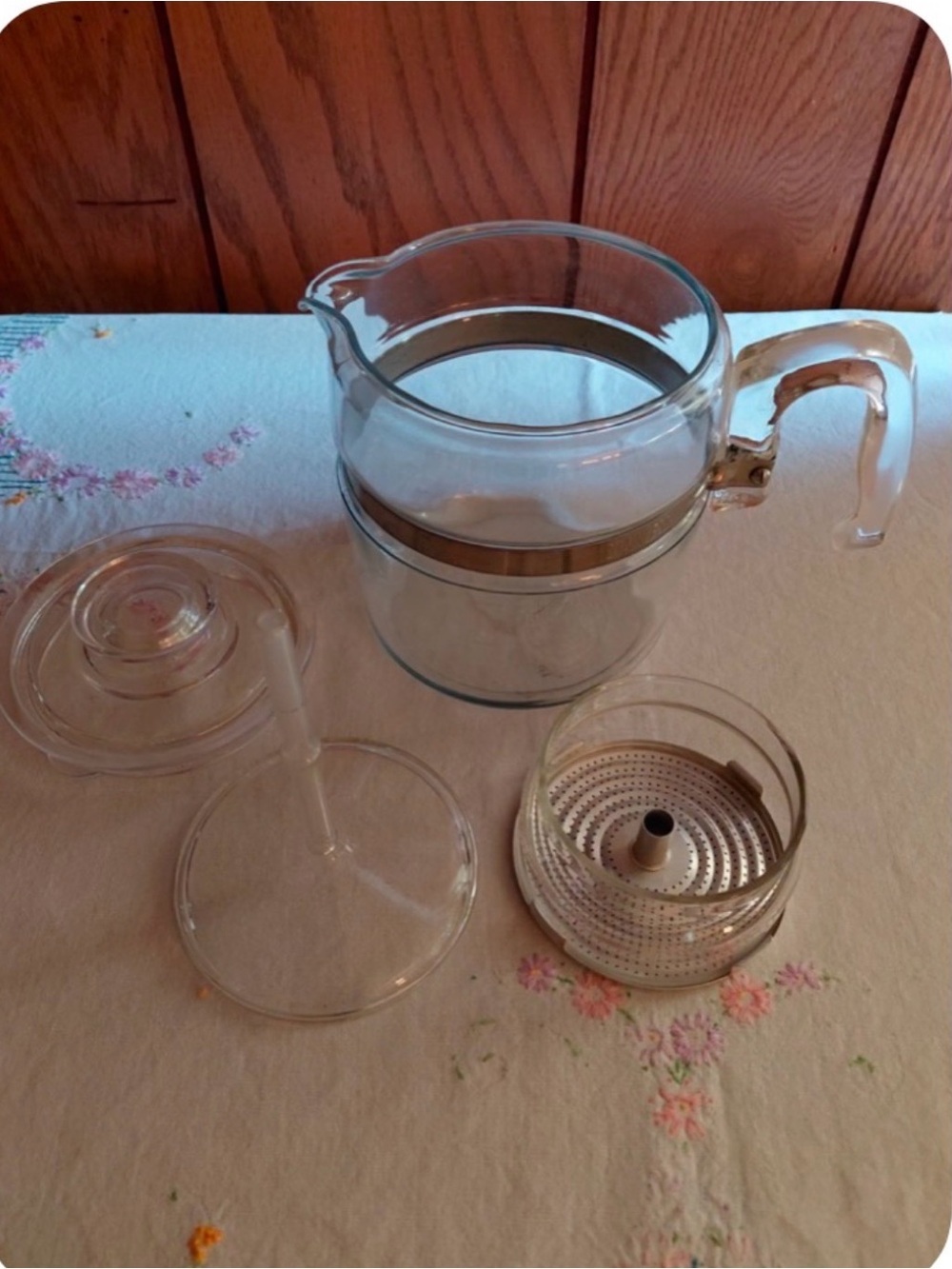 Pyrex Clear Glass Percolator Coffee/Tea Pot with Metal Filter